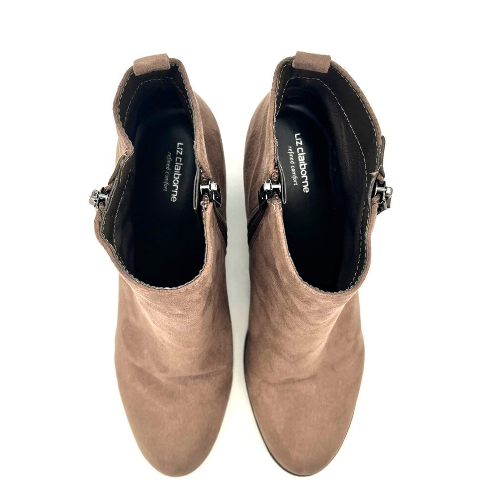 Liz Claiborne Refined Comfort Faux Suede Womens Ankle Booties Side Zippers 10M - Picture 9 of 16